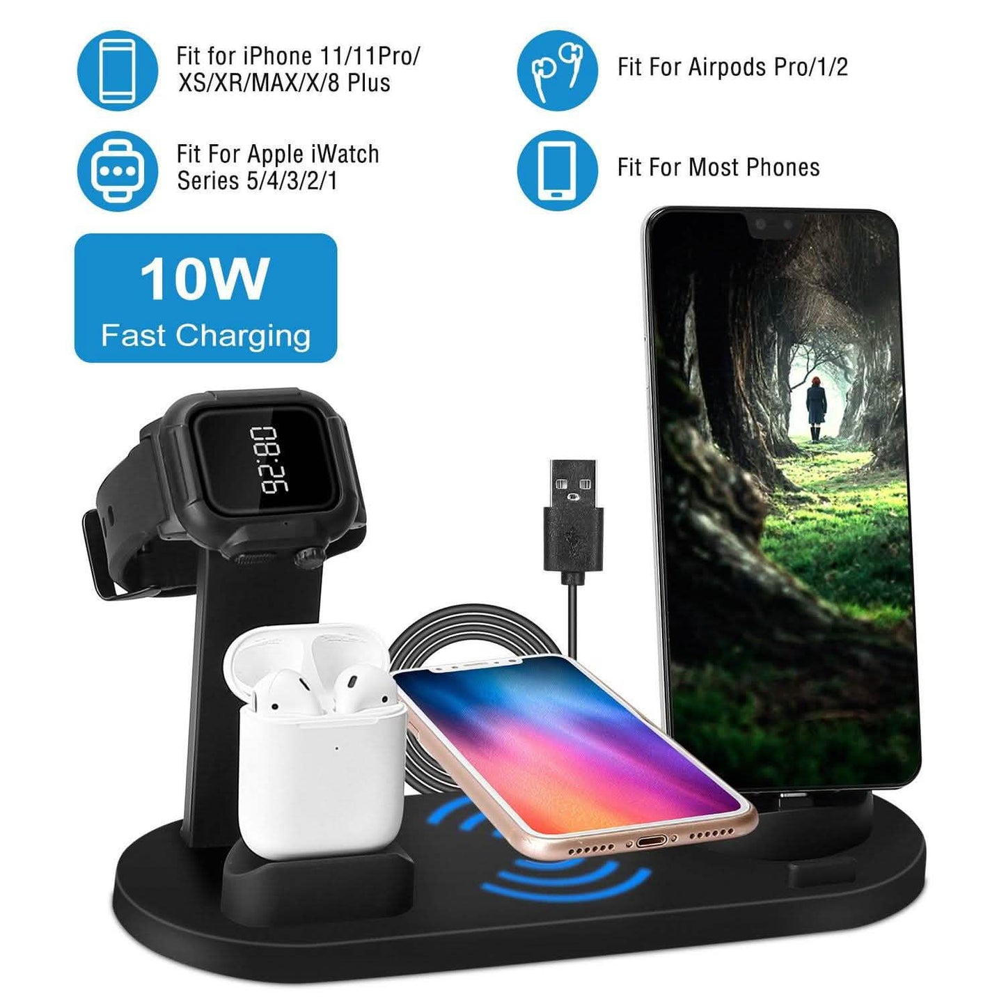 Wireless Charger Dock 4-in-1 10W DailySale