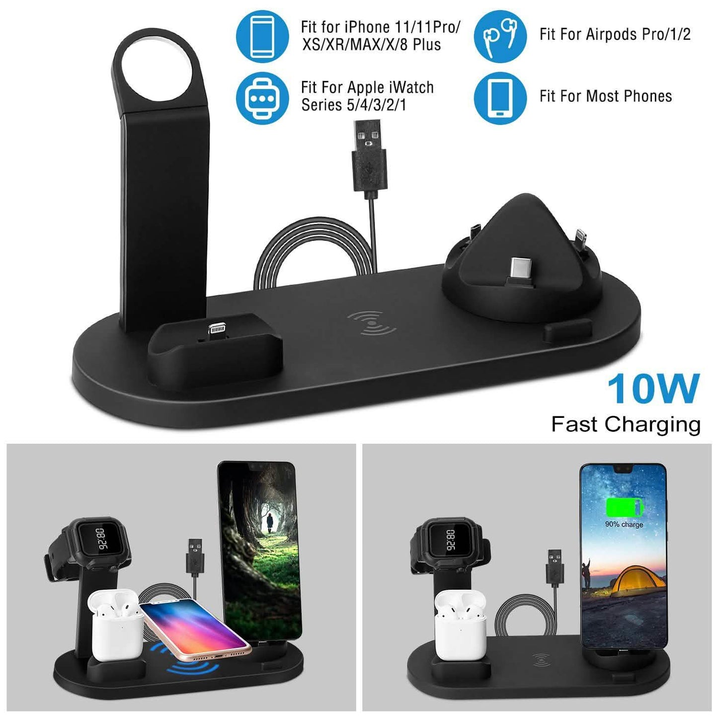 Wireless Charger Dock 4-in-1 10W DailySale