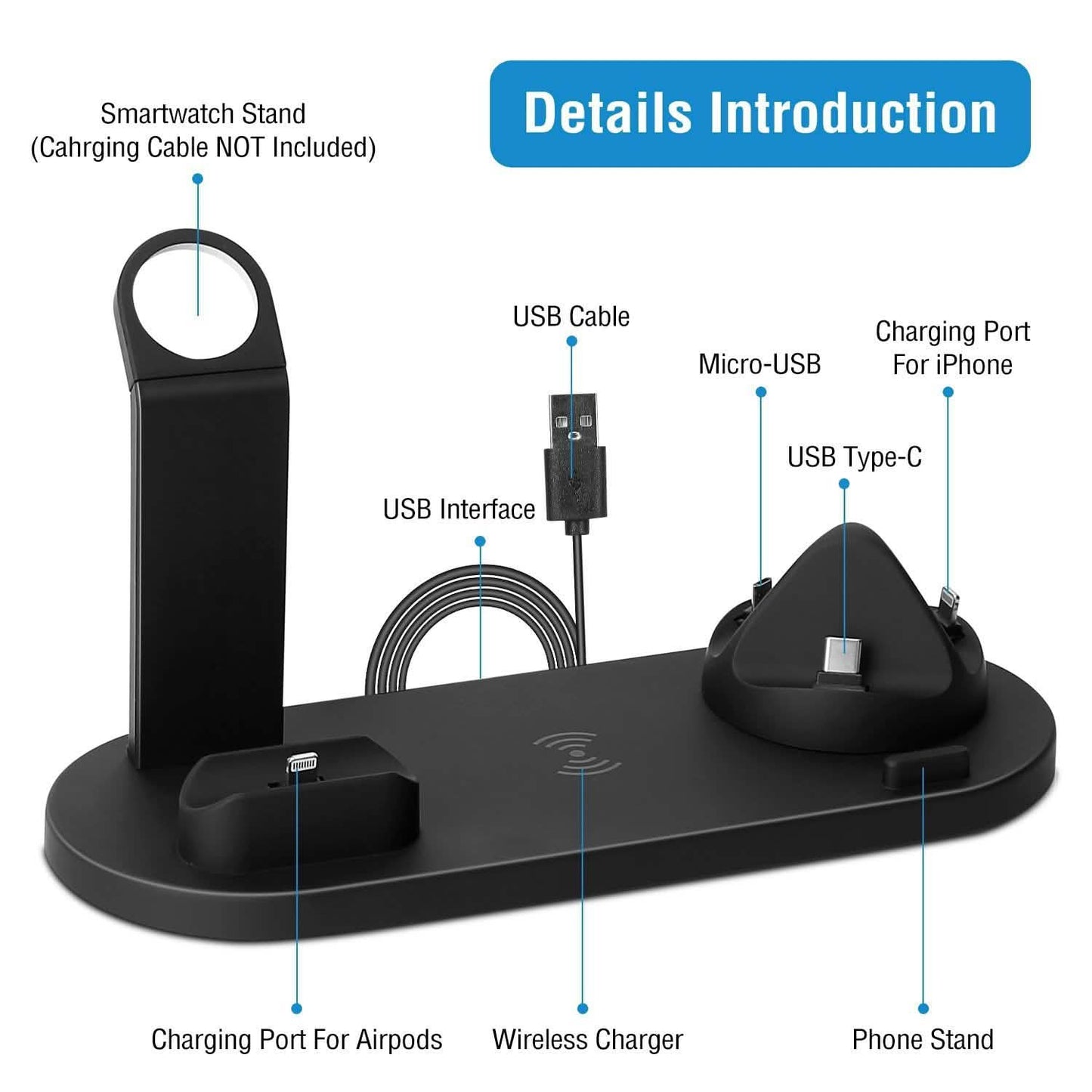 Wireless Charger Dock 4-in-1 10W DailySale