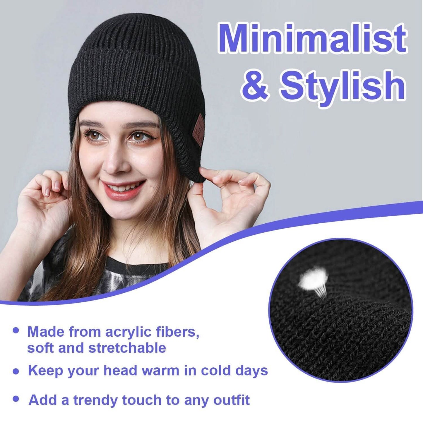 Wireless V5.0 Beanie Hat with Headphones USB Rechargeable DailySale