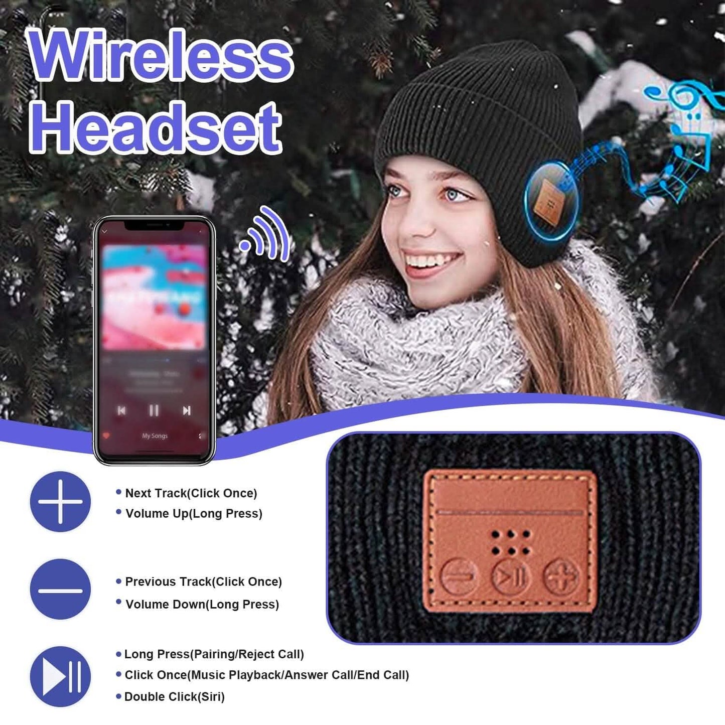 Wireless V5.0 Beanie Hat with Headphones USB Rechargeable DailySale