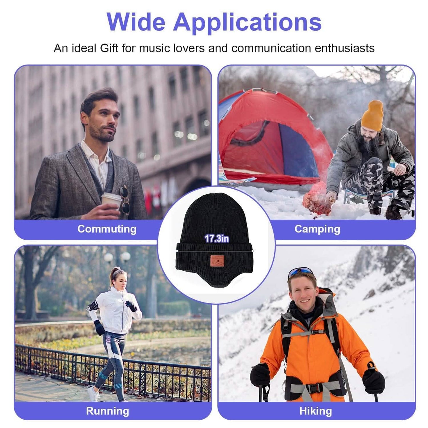 Wireless V5.0 Beanie Hat with Headphones USB Rechargeable DailySale
