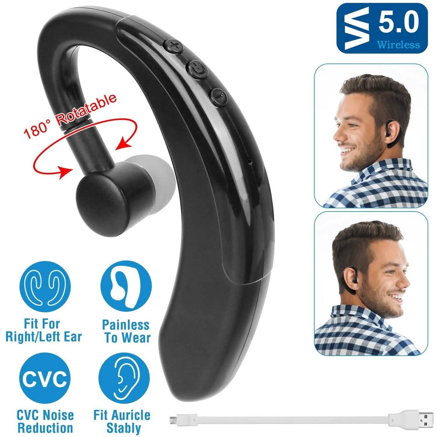Wireless V5.0 Earpiece Noise Cancelling Driving Earbud DailySale