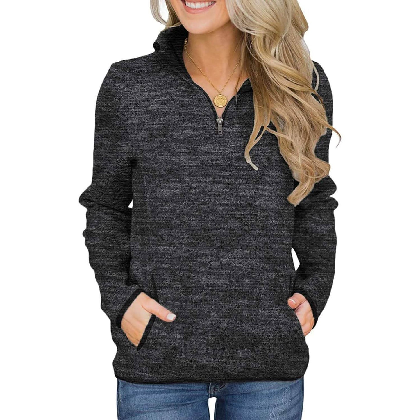 Women Casual Long Sleeve Stand Collar with Pockets DailySale