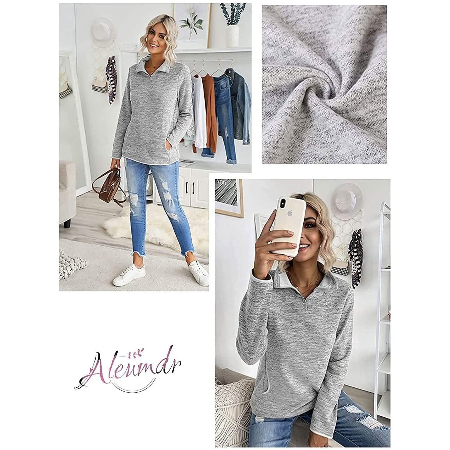 Women Casual Long Sleeve Stand Collar with Pockets DailySale