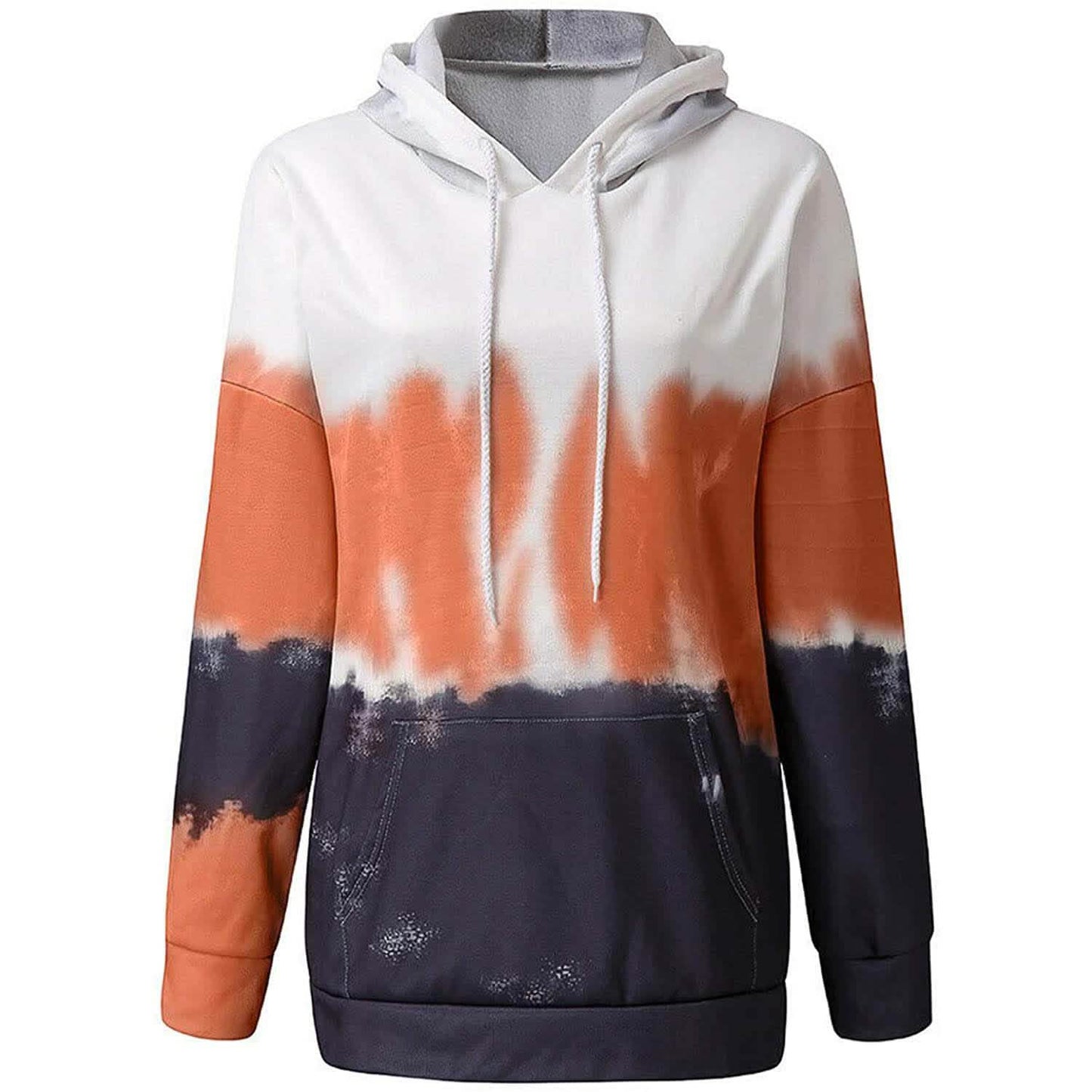 Women Hoodies Tops Tie Dye Printed Long Sleeve Drawstring Pullover Sweatshirts with Pocket DailySale