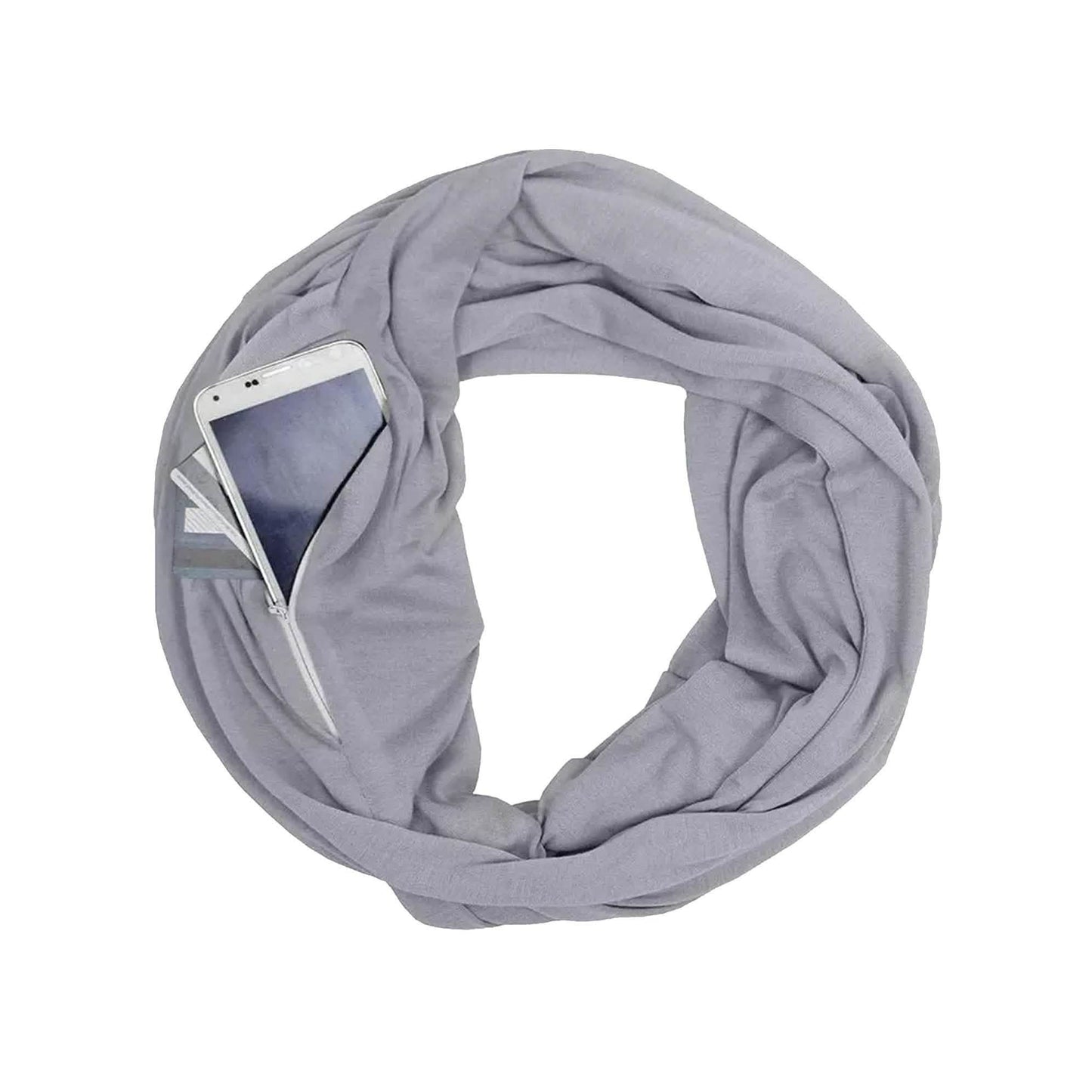Women Lightweight Infinity Scarf With Pocket Loop Zipper DailySale
