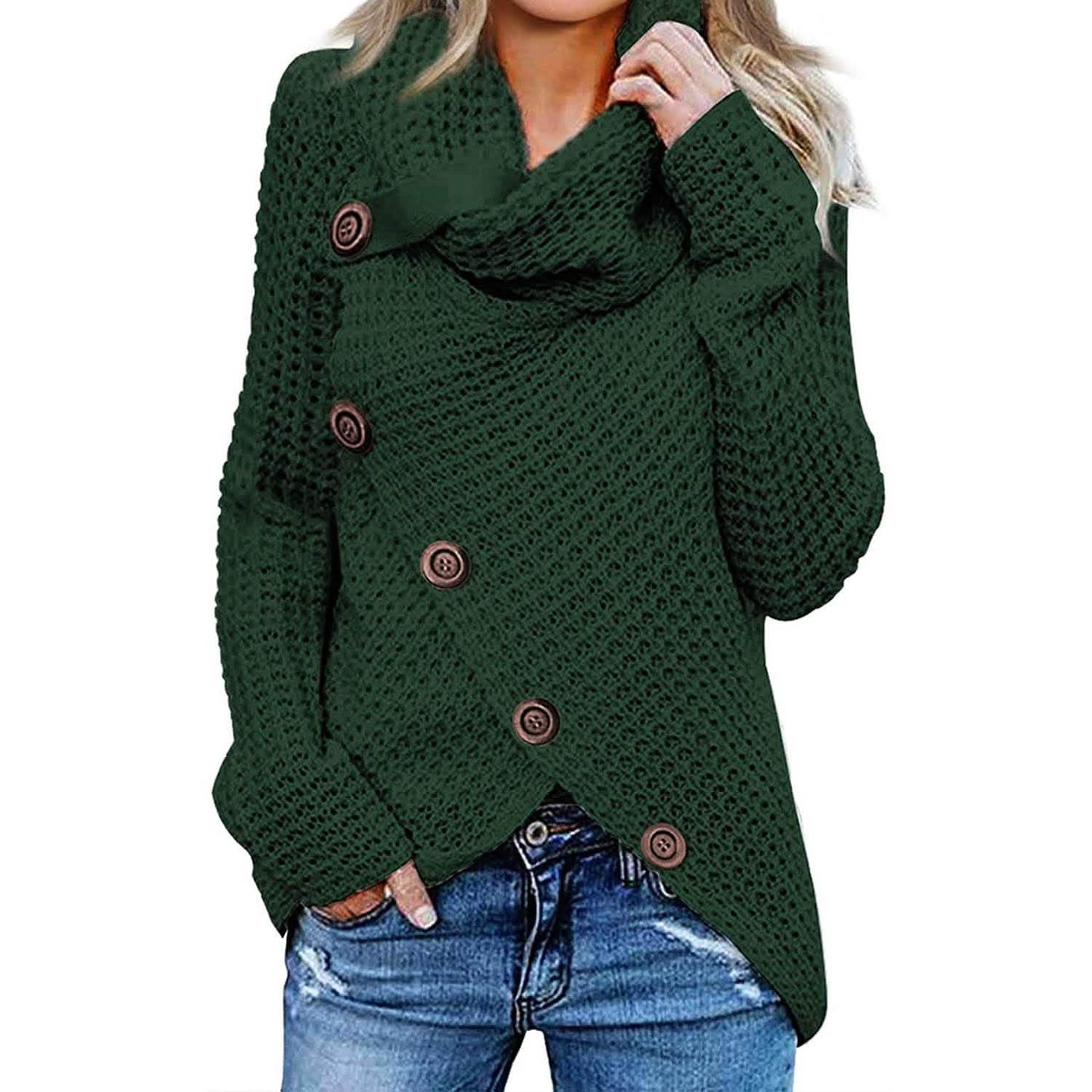Women Long Sleeve Asymmetric Wrap Pullover Sweater Jumper Tops DailySale