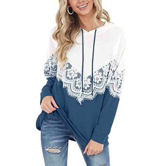 Women Long Sleeve Lace Hoodies DailySale