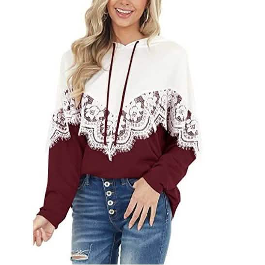 Women Long Sleeve Lace Hoodies DailySale