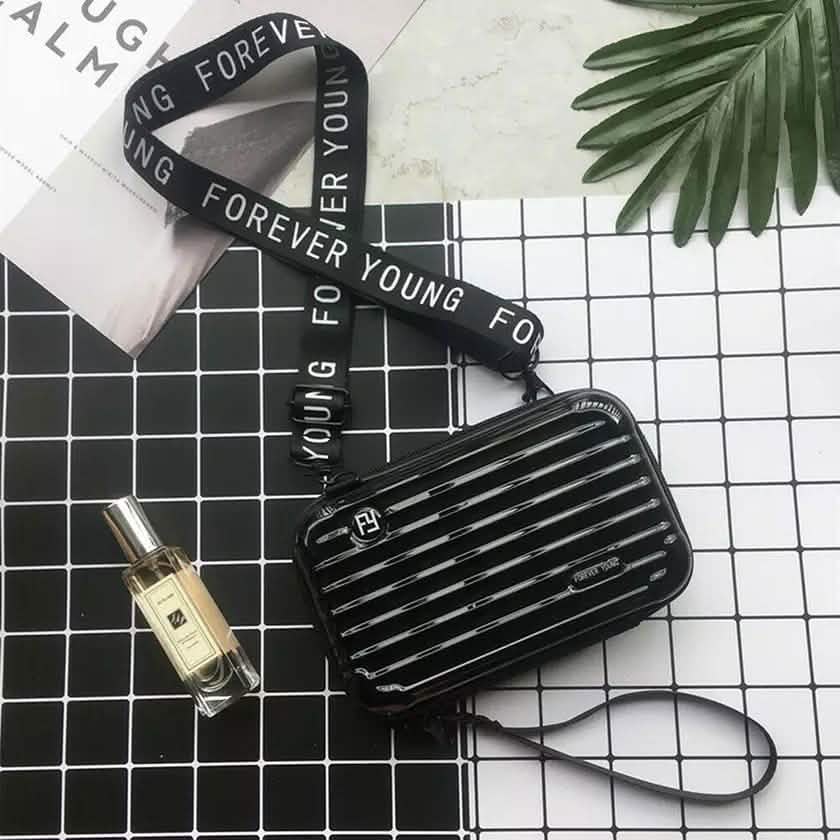 Women Suitcase Box Shape Crossbody Shoulder Bag Letter Band Travel Carrying DailySale