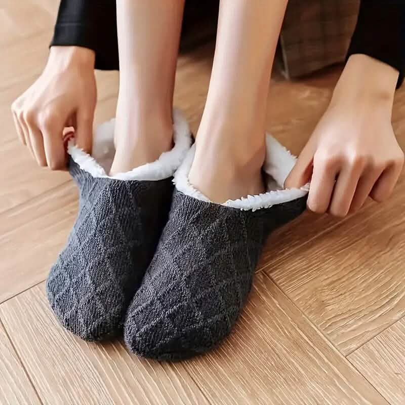 Women's Autumn Winter Plush Lined Indoor Low Cut Socks DailySale