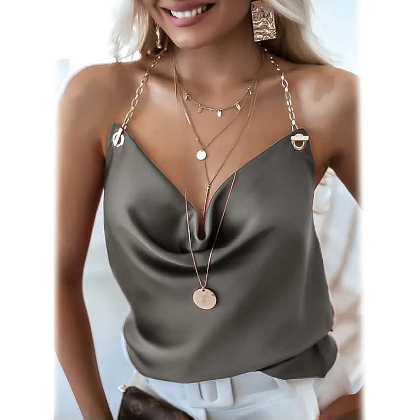 Women's Camisole Solid Colored Backless V Neck Basic Top DailySale