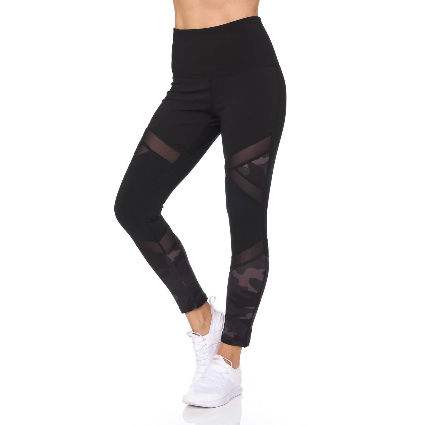 Women's Camo 7/8 High Waist Legging With Sheer Mesh DailySale