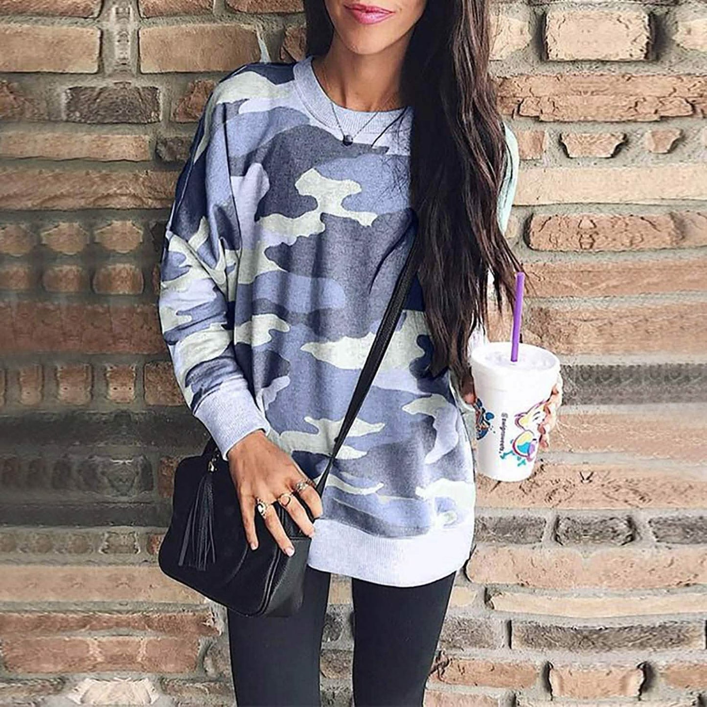 Women's Camouflage Print Casual Leopard Pullover Long Sleeve Sweatshirts DailySale