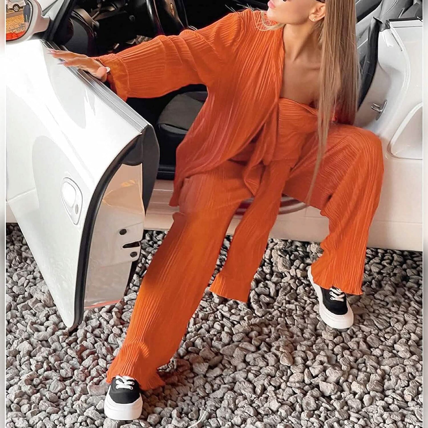 Women's Casual Long Sleeve Button Blouse Top Wide Leg Loose Streetwear Loungewear DailySale
