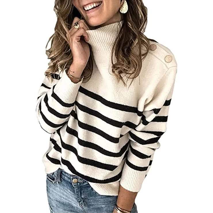 Women's Casual Long Sleeve Crewneck Patchwork Knit Sweater Top DailySale