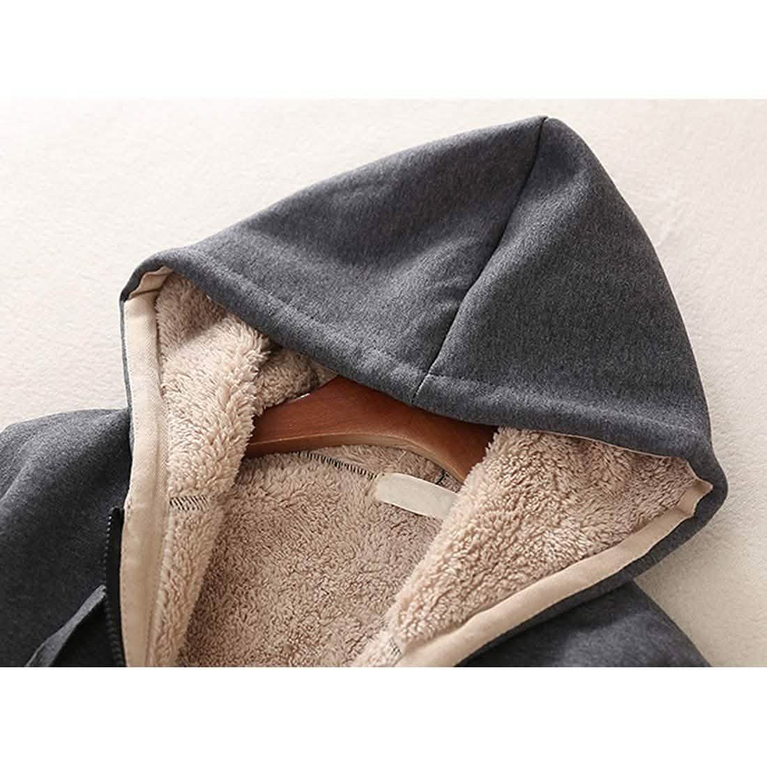 Women's Casual Winter Warm Sherpa Lined Zip Up Hooded Sweatshirt Jacket DailySale