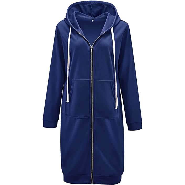 Women's Casual Zip up Hoodies Long Tunic Sweatshirts Jackets Fashion Plus Size Hoodie with Pockets DailySale