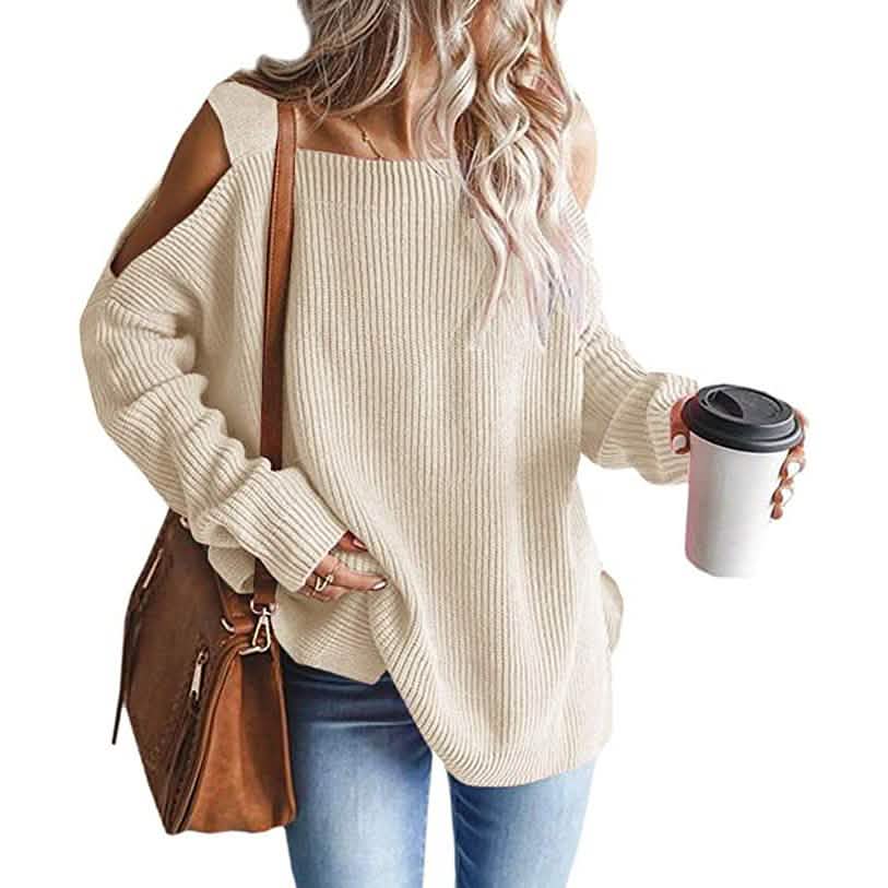 Women's Cold Shoulder Batwing Chunky Knitted Tunic Tops DailySale