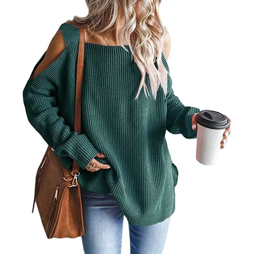 Women's Cold Shoulder Batwing Chunky Knitted Tunic Tops DailySale