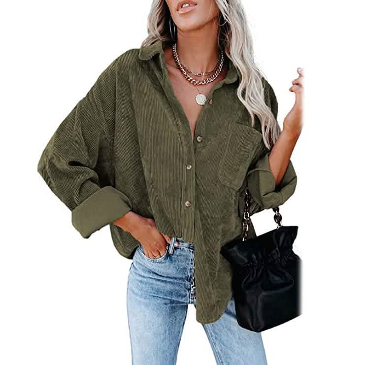 Women's Corduroy Shirts Casual Long Sleeve Top DailySale