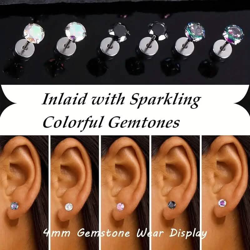 Women's Cubic Zirconia Surgical Stainless Steel Flat Back Earrings DailySale