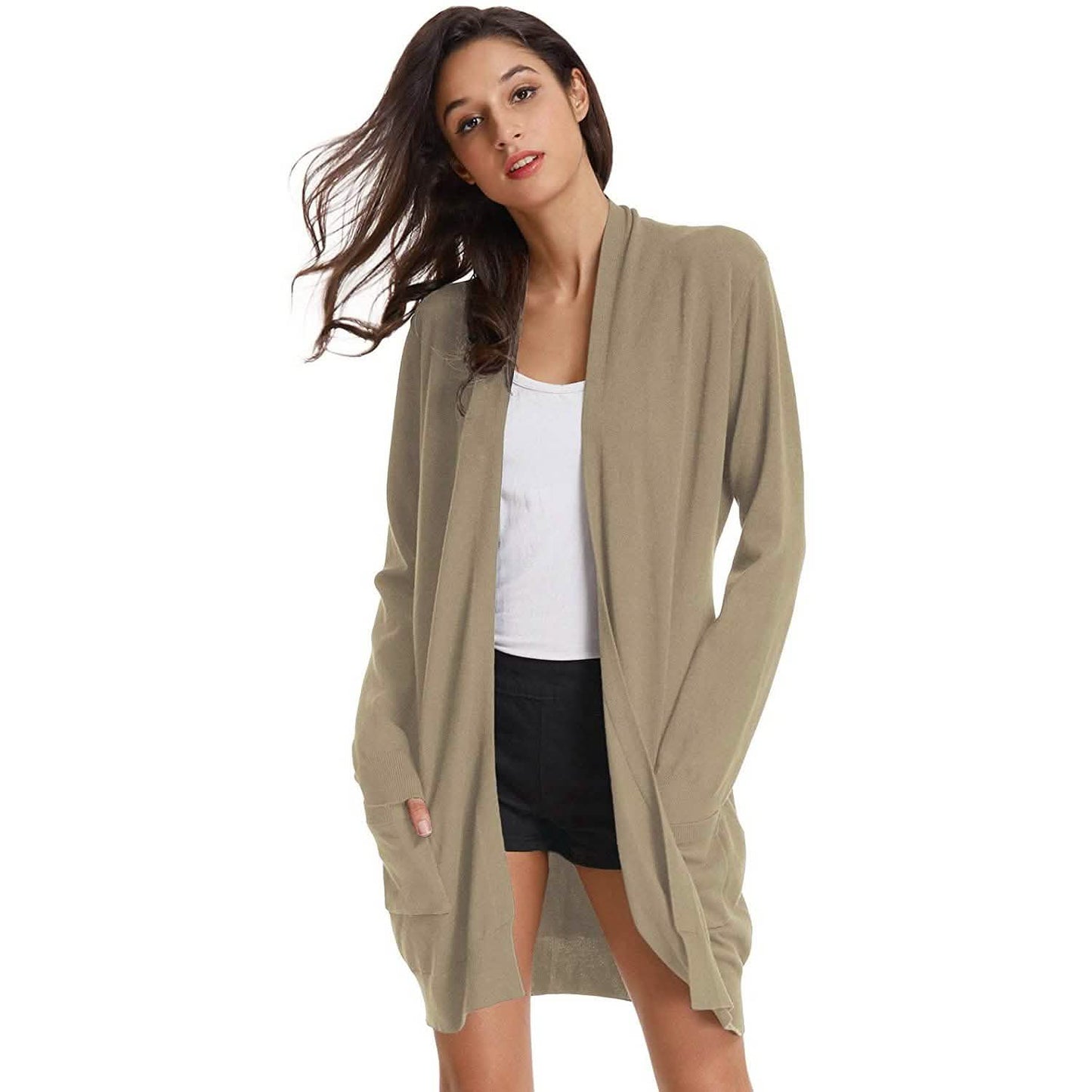Women's Essential Solid Open Front Long Knited Cardigan Sweater DailySale