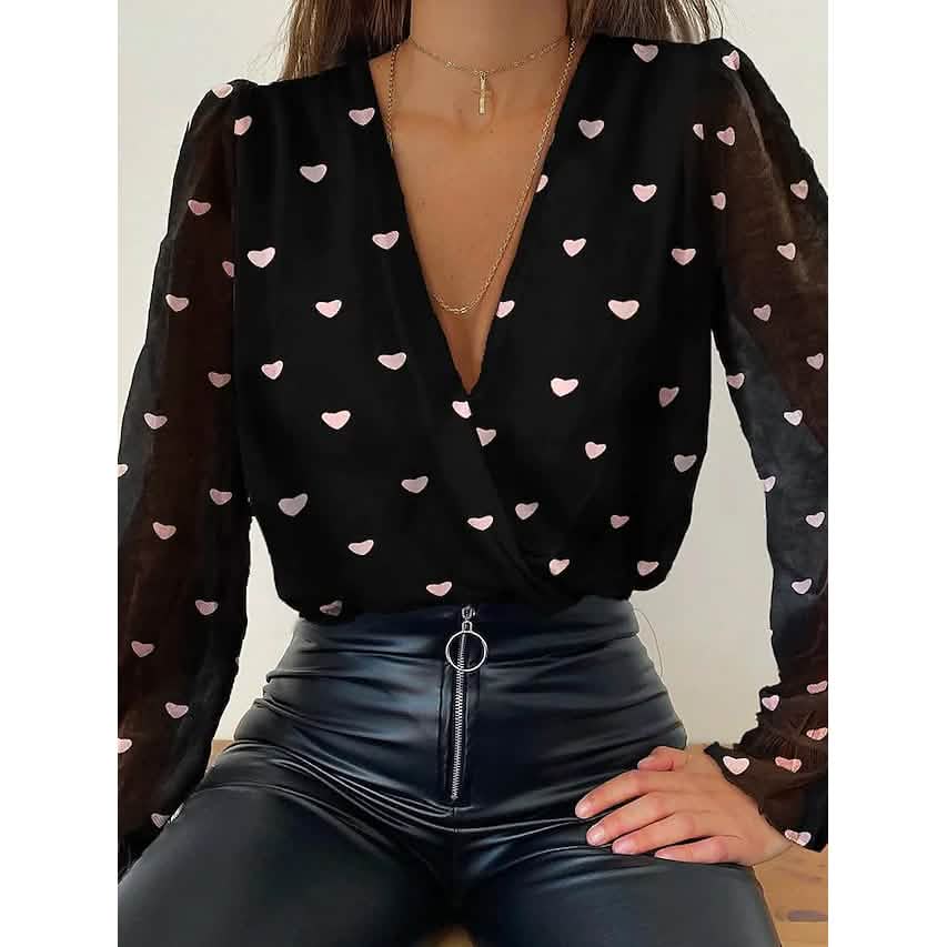 Women's Eyelet Top Lace V Neck Basic Tops Slim DailySale