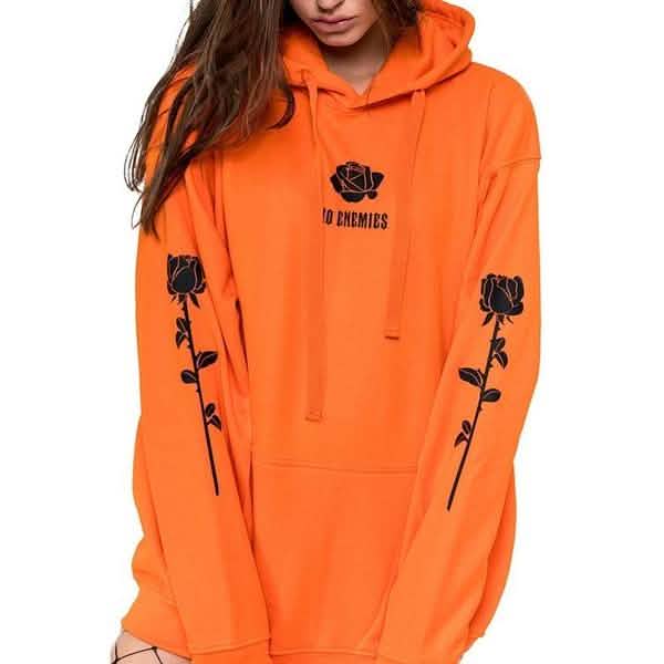 Women's Fashion Casual Tops Rose Print Warm Hoodies DailySale