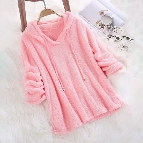 Women's Fleece Hoodie Solid Color Long Sleeve Sweatshirt DailySale