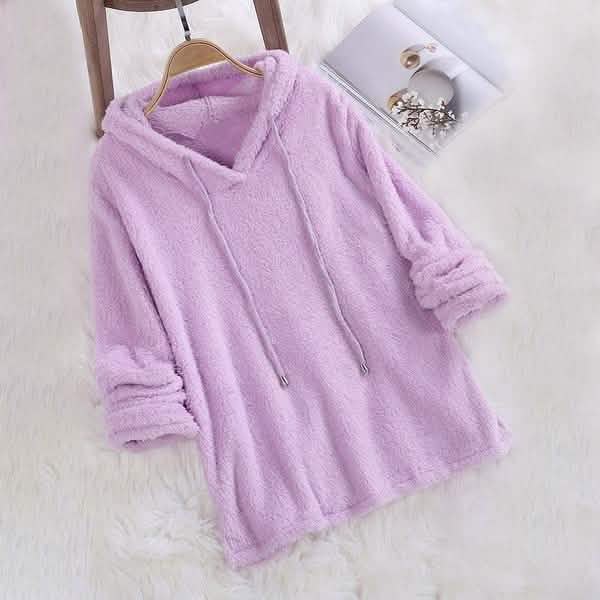 Women's Fleece Hoodie Solid Color Long Sleeve Sweatshirt DailySale