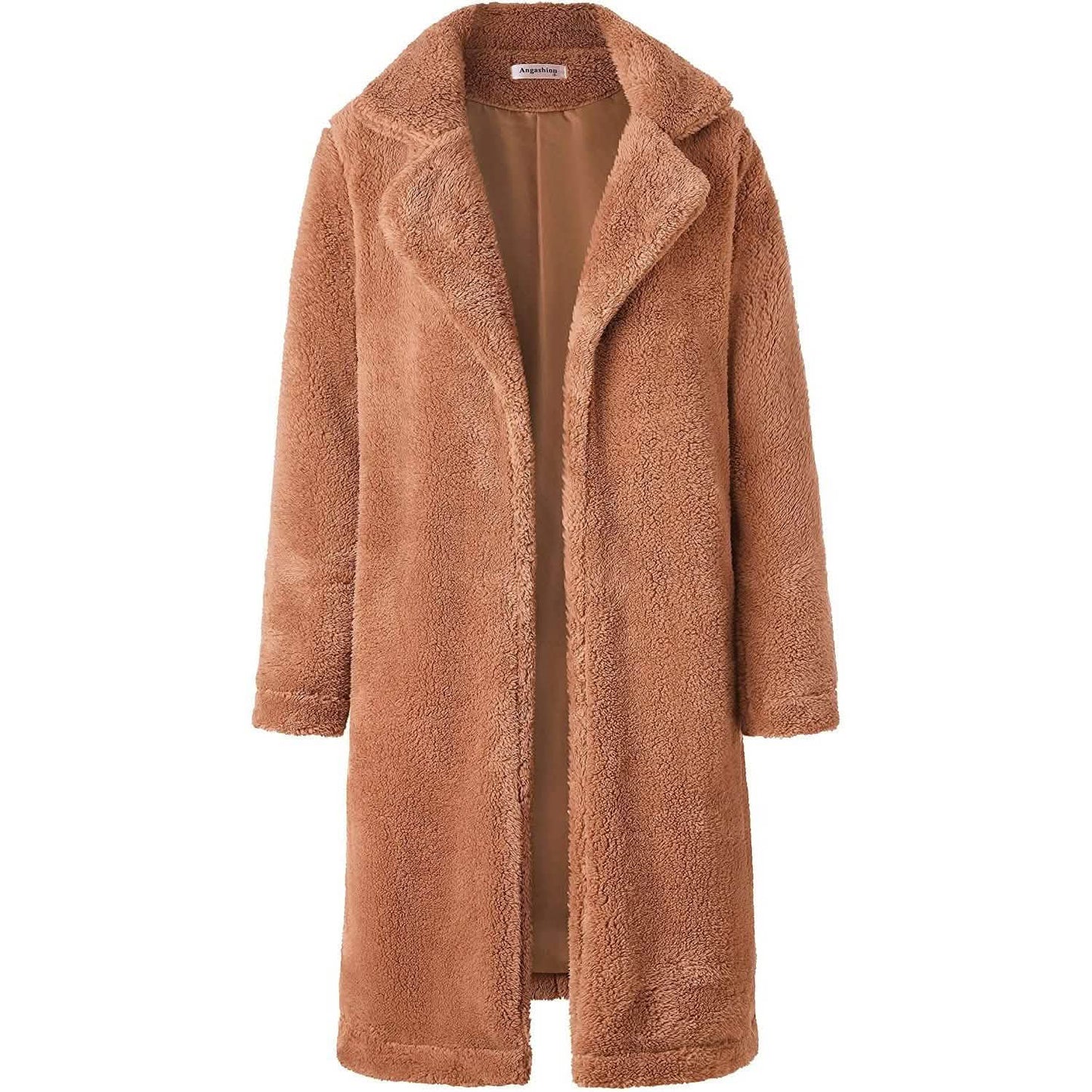 Women's Fuzzy Fleece Lapel Open Front Long Cardigan Coat DailySale