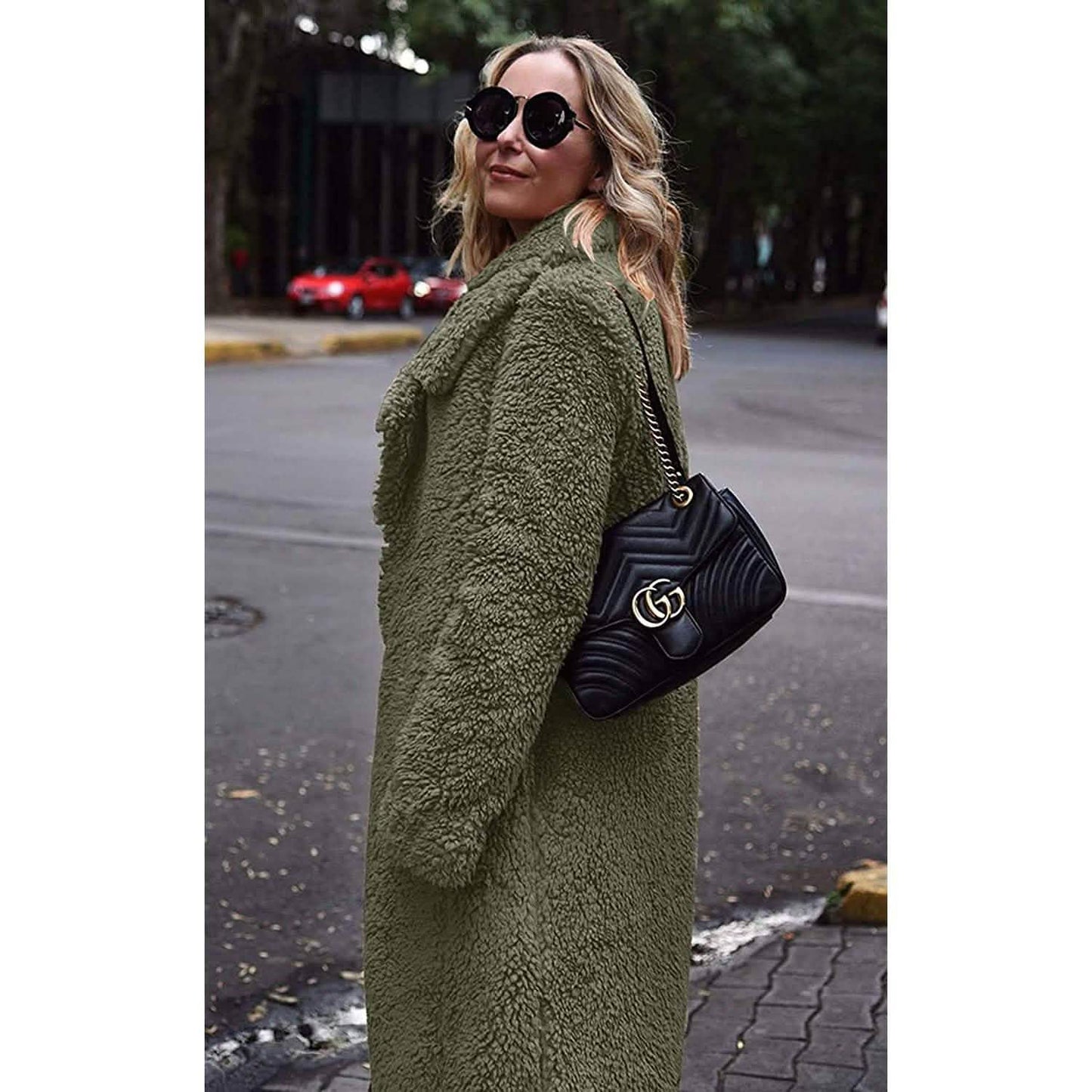 Women's Fuzzy Fleece Lapel Open Front Long Cardigan Coat DailySale