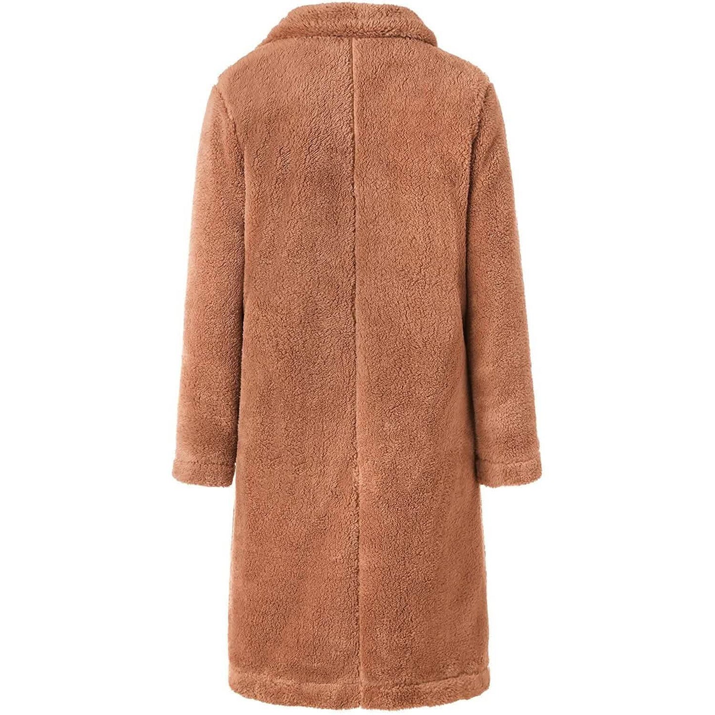 Women's Fuzzy Fleece Lapel Open Front Long Cardigan Coat DailySale