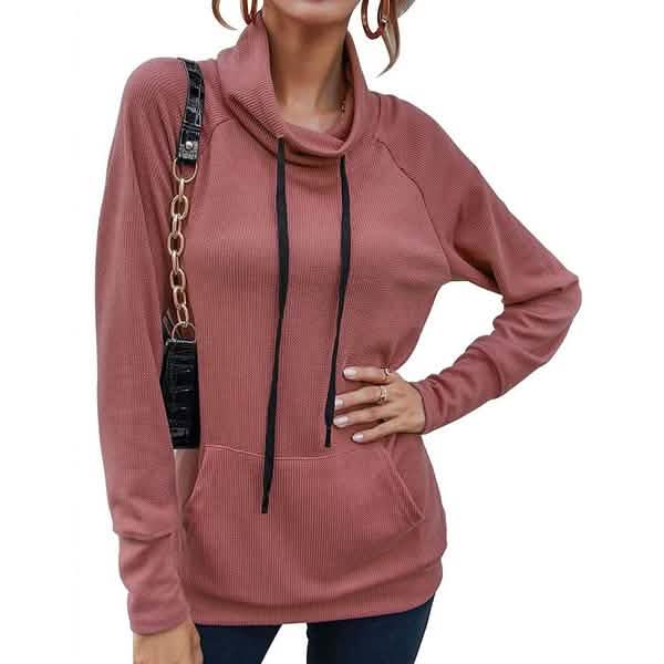 Women's High Collar Long Sleeve Lace Loose Pullover Top Hoodie DailySale