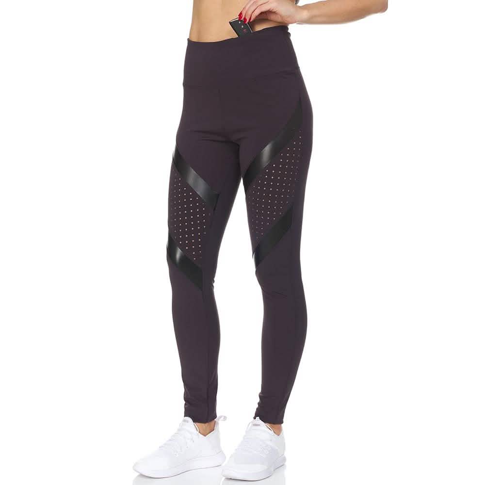 Women's High Waist Active Full Length Leggings With Lazer Cut Mesh DailySale