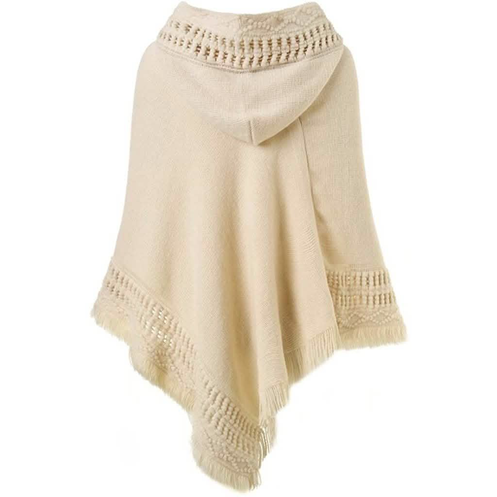 Womens Hooded Cape with Fringed Hem, Crochet Poncho Knitting Patterns DailySale