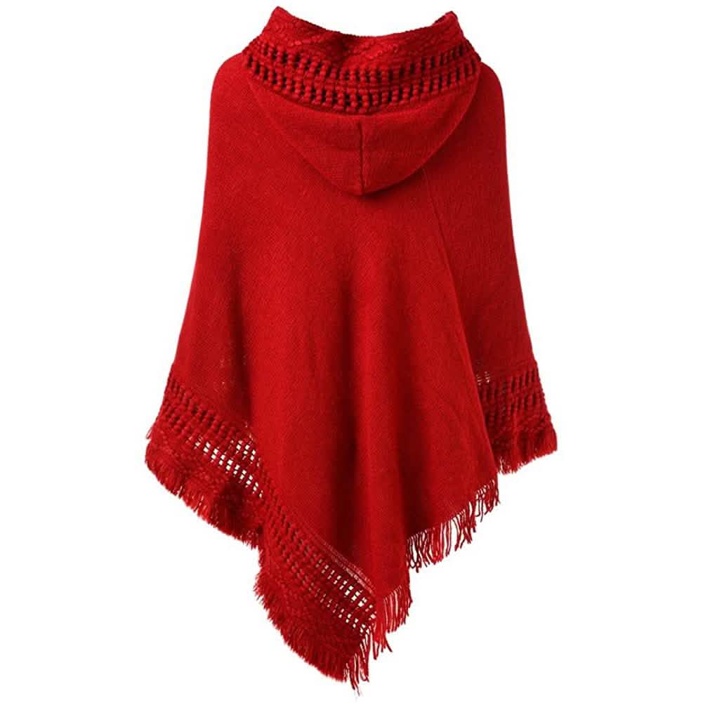 Womens Hooded Cape with Fringed Hem, Crochet Poncho Knitting Patterns DailySale