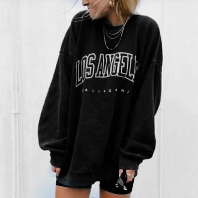 Women's Sweatshirt Graphic Text Los Angeles DailySale