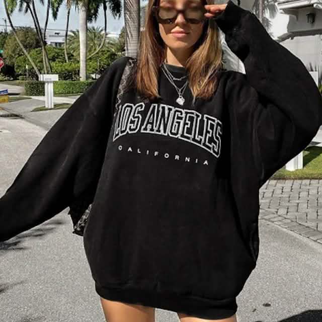 Women's Sweatshirt Graphic Text Los Angeles DailySale