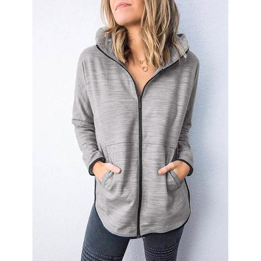 Women's Hoodie Zip Up Hoodie Sweatshirt Plain Zipper Front DailySale