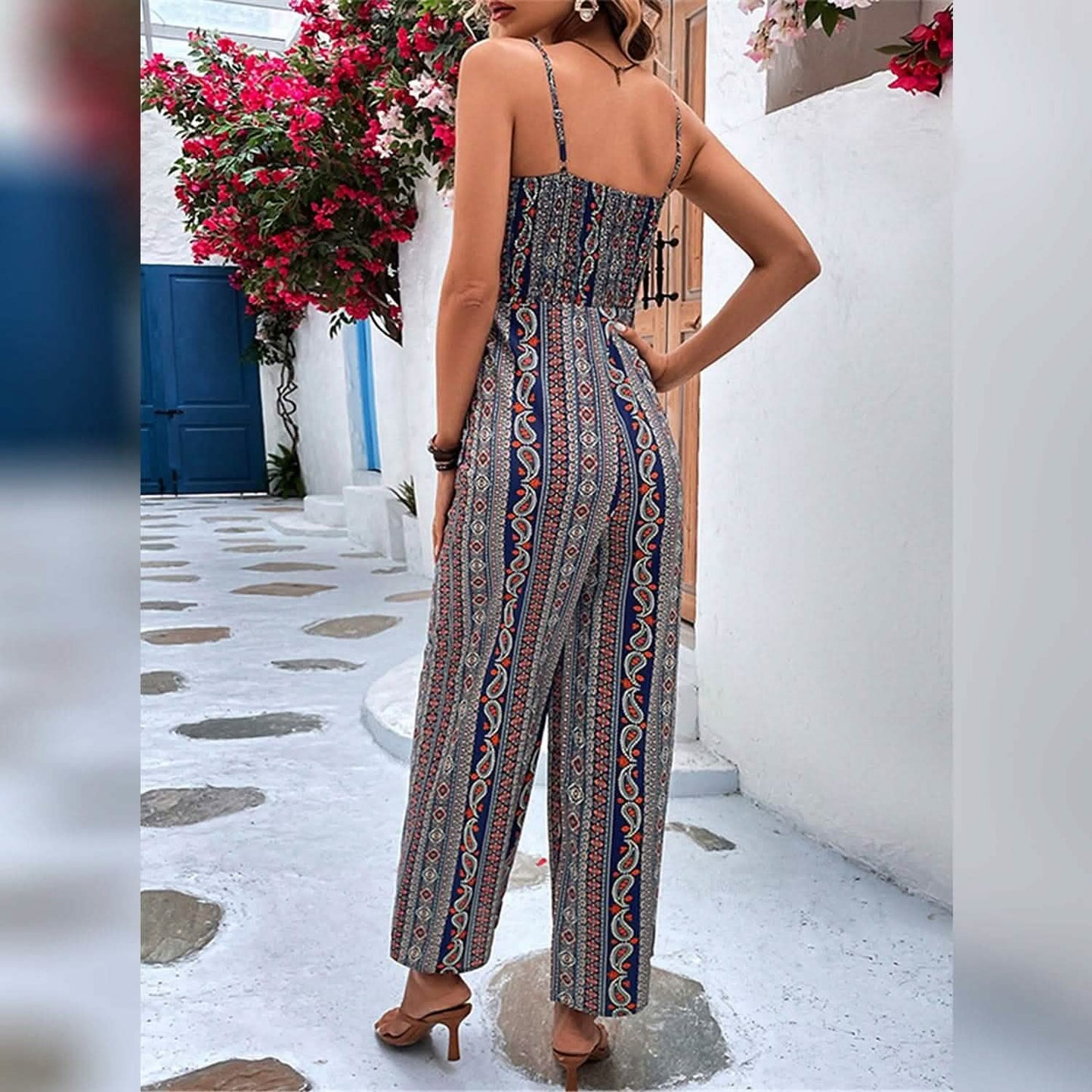 Women's Jumpsuit Pocket Print Geometric Square DailySale
