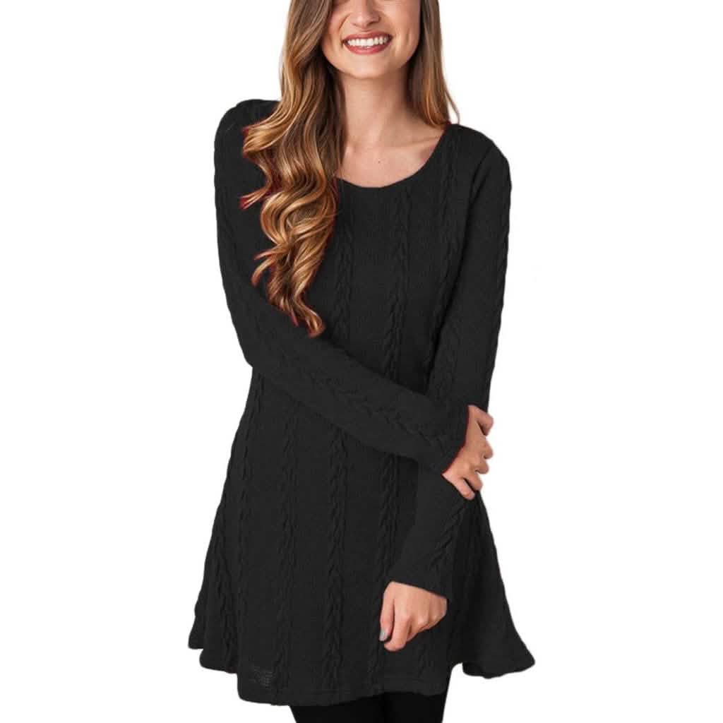 Womens Knitted Crewneck Sweater Dress DailySale