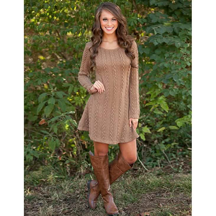 Womens Knitted Crewneck Sweater Dress DailySale