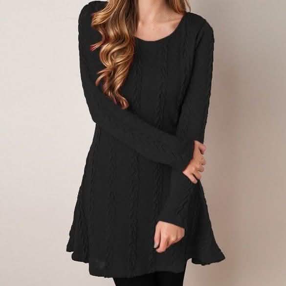 Womens Knitted Crewneck Sweater Dress DailySale