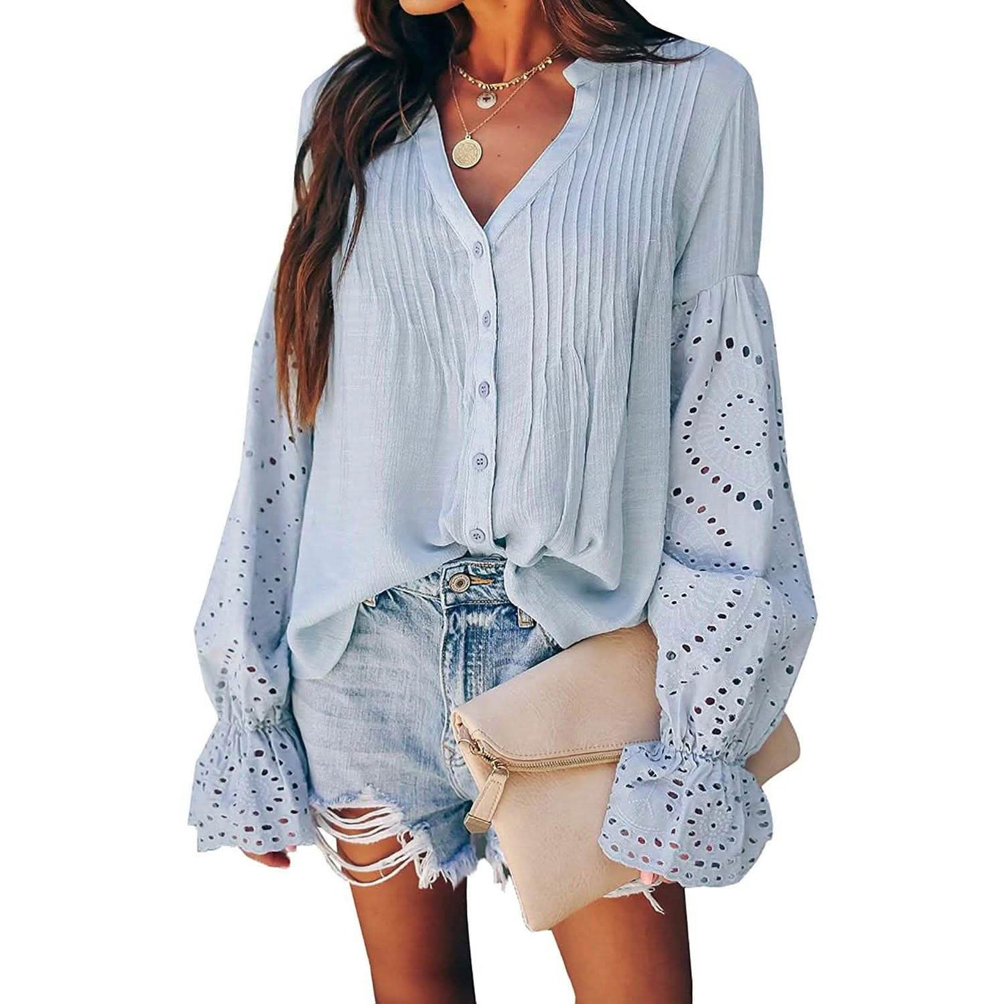 Women's Lace Crochet V-Neck Top DailySale