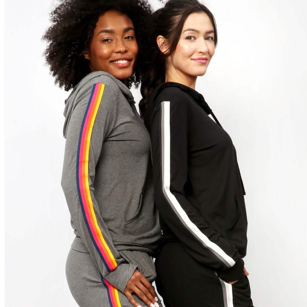 Women's Lightweight Accent Stripes Sweat Shirt Varsity Hoodie DailySale