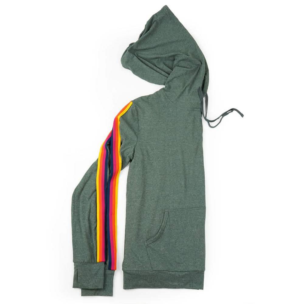 Women's Lightweight Accent Stripes Sweat Shirt Varsity Hoodie DailySale
