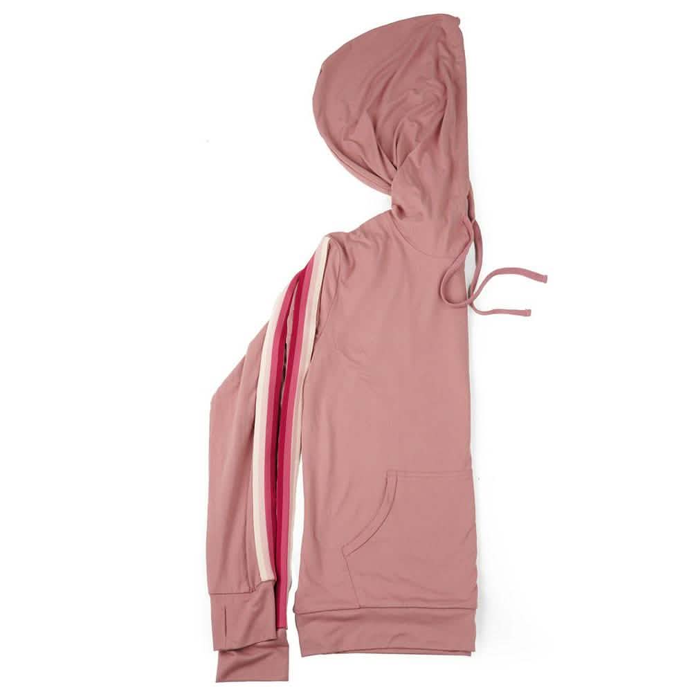 Women's Lightweight Accent Stripes Sweat Shirt Varsity Hoodie DailySale